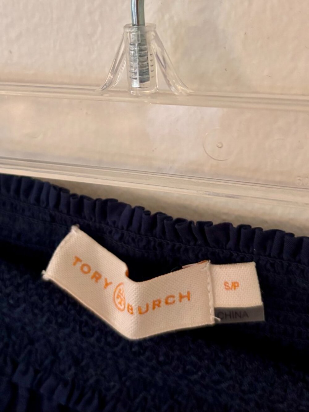 Tory Burch Navy Maxi Dress with Green and Cream Stripe Bands - Picture 3 of 4